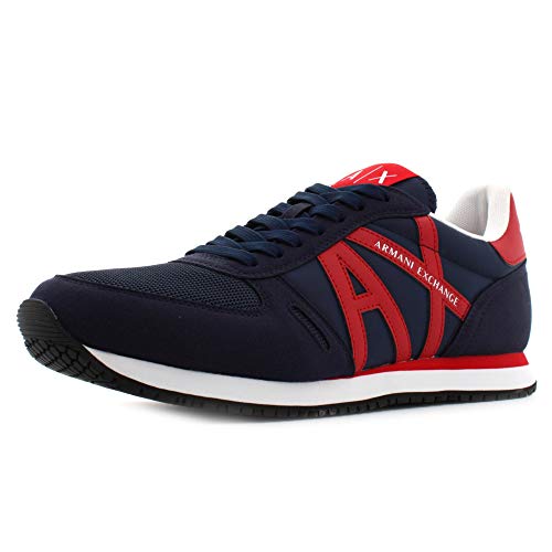 Armani Exchange Rio Retro Running, Zapatillas para Hombre, Indigo Red, 45 EU