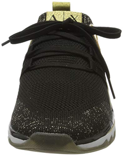 Armani Exchange Sock Sneakers, Zapatillas Mujer, Negro (Black+Lt Gold R488), 37 EU