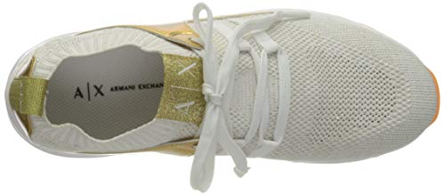 Armani Exchange Sock Sneakers, Zapatillas para Mujer, Blanco (White/Blue Gold R579), 38 EU