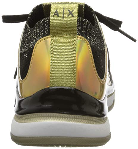 Armani Exchange Sock Sneakers, Zapatillas para Mujer, Negro (Black+Lt Gold R488), 38 EU