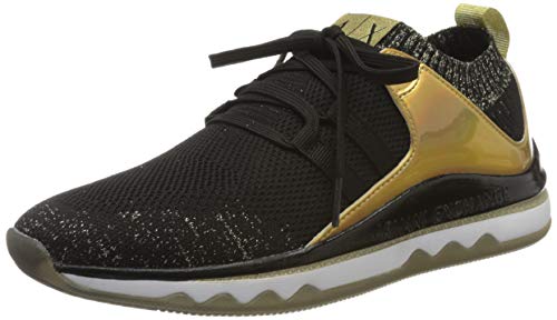 Armani Exchange Sock Sneakers, Zapatillas para Mujer, Negro (Black+Lt Gold R488), 38 EU