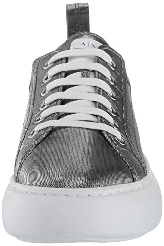 ARMANI EXCHANGE Zapatillas de Deporte para Mujer Color de Tela Brillante Blanco Plata (Numeric_38)