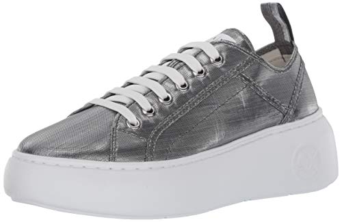 ARMANI EXCHANGE Zapatillas de Deporte para Mujer Color de Tela Brillante Blanco Plata (Numeric_38)