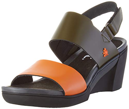 Art Rotterdam, Zapatos de tacón con Punta Abierta Mujer, Multicolor (Kaki/Orange Kaki/Orange), 36 EU