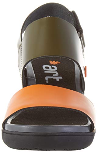 Art Rotterdam, Zapatos de tacón con Punta Abierta Mujer, Multicolor (Kaki/Orange Kaki/Orange), 39 EU