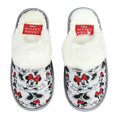 Artesania Cerda Zapatillas DE CASA Abierta Premium Minnie, Mujer, Gris (Gris C13), 41 EU