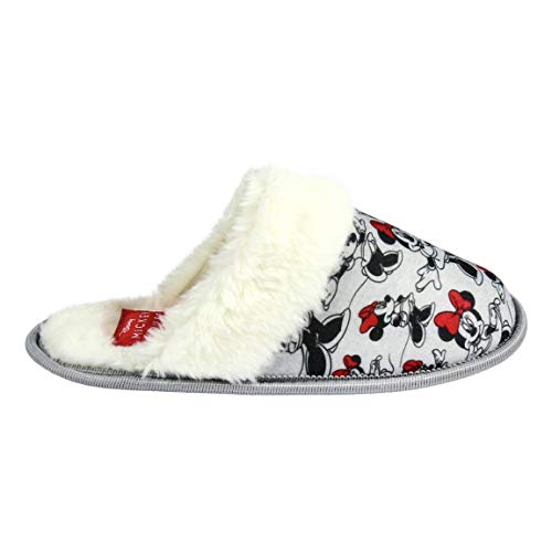 Artesania Cerda Zapatillas DE CASA Abierta Premium Minnie, Mujer, Gris (Gris C13), 41 EU
