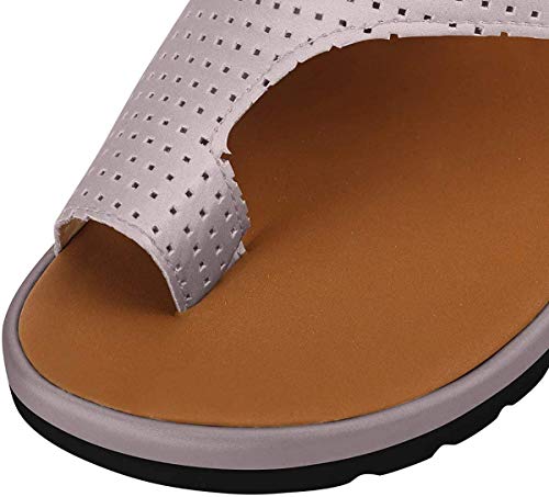 ASDF Sandalias de Plataforma cómodas para Mujeres Playa de Verano Viaje Ligero para Damas Sandalias de corrección Hallux Valgus Corrector de juanete ortopédico,Gray,35