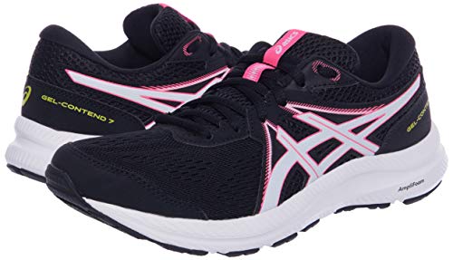 Asics Gel-Contend 7, Road Running Shoe Mujer, Black/Hot Pink, 38 EU