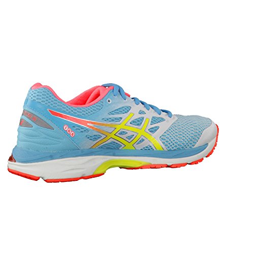 Asics Gel-Cumulus 18 Zapatillas de running, Mujer, Azul (White / Safety Yellow / Blue Atoll), Talla 36