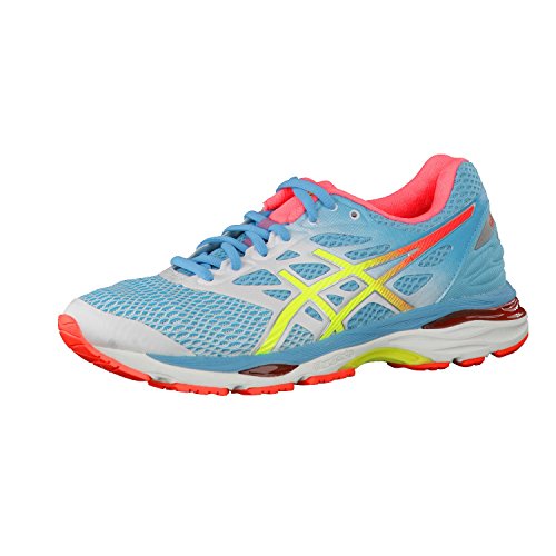 Asics Gel-Cumulus 18 Zapatillas de running, Mujer, Azul (White / Safety Yellow / Blue Atoll), Talla 36