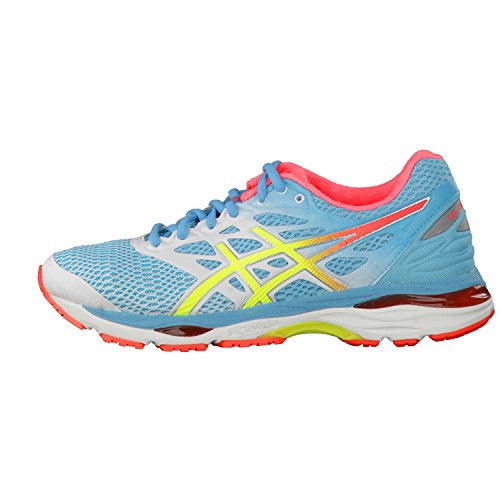 Asics Gel-Cumulus 18 Zapatillas de running, Mujer, Azul (White / Safety Yellow / Blue Atoll), Talla 36
