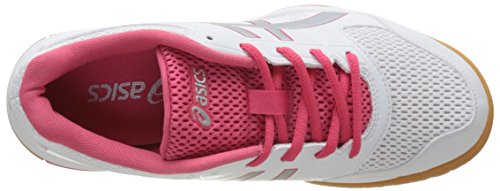 Asics Gel-Rocket 8, Zapatillas de Voleibol para Mujer, Blanco (White/Rouge Red/Silver 0119), 42 EU