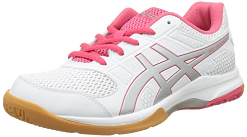 Asics Gel-Rocket 8, Zapatillas de Voleibol para Mujer, Blanco (White/Rouge Red/Silver 0119), 42 EU