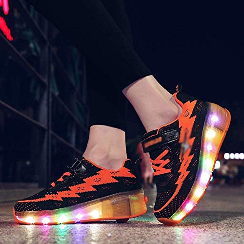 Aupast Zapatos de Patines para niños Roller, Zapatos de Patines para niños con una Sola Rueda Zapatilla Deportiva LED para niñas pequeñas Zapatos de Moda para niños con botón de Ruedas