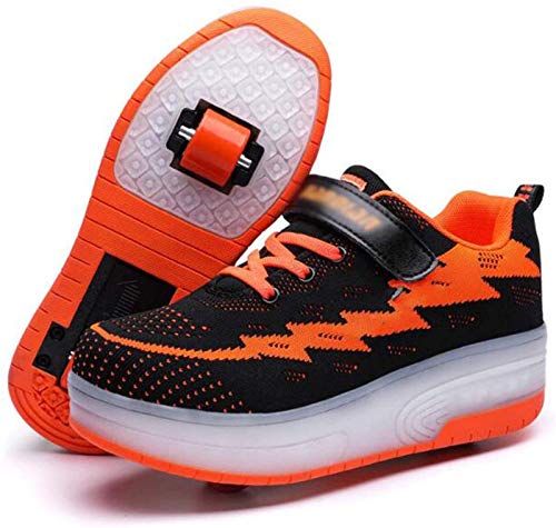 Aupast Zapatos de Patines para niños Roller, Zapatos de Patines para niños con una Sola Rueda Zapatilla Deportiva LED para niñas pequeñas Zapatos de Moda para niños con botón de Ruedas