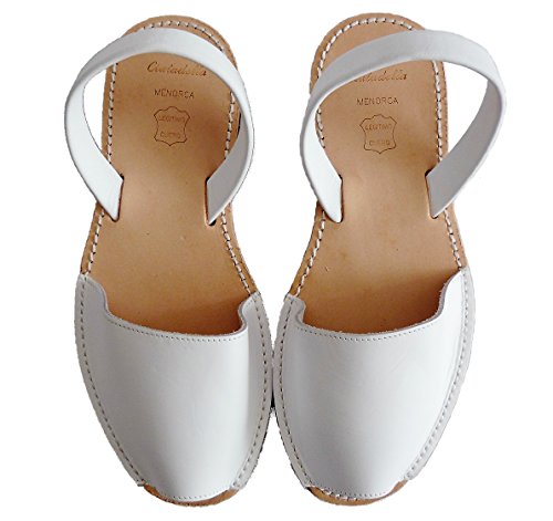 Auténticas Avarcas menorquínas, Abarcas, Albarcas, Sandalias (37, Blanco, Box)