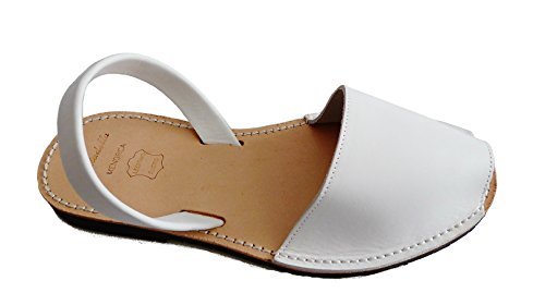 Auténticas Avarcas menorquínas, Abarcas, Albarcas, Sandalias (37, Blanco, Box)