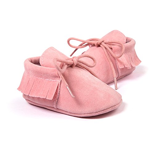 Auxma Moda Bebé niña Cuna borlas Vendaje Suave único Casual Zapatos niño Zapatillas (12cm 6-12 Meses, Rosa)