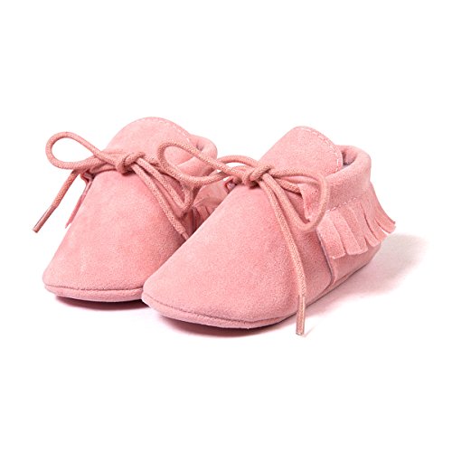 Auxma Moda Bebé niña Cuna borlas Vendaje Suave único Casual Zapatos niño Zapatillas (12cm 6-12 Meses, Rosa)