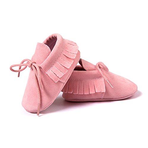 Auxma Moda Bebé niña Cuna borlas Vendaje Suave único Casual Zapatos niño Zapatillas (12cm 6-12 Meses, Rosa)