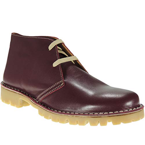 Avarca 363AV Botín Mujer Safari Llano Piel Flor Piso Trekking Cosidas Bota Corta Casual Burdeos Talla 39