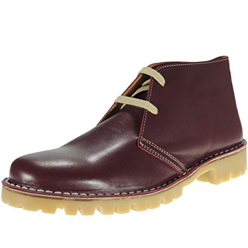 Avarca 363AV Botín Mujer Safari Llano Piel Flor Piso Trekking Cosidas Bota Corta Casual Burdeos Talla 39