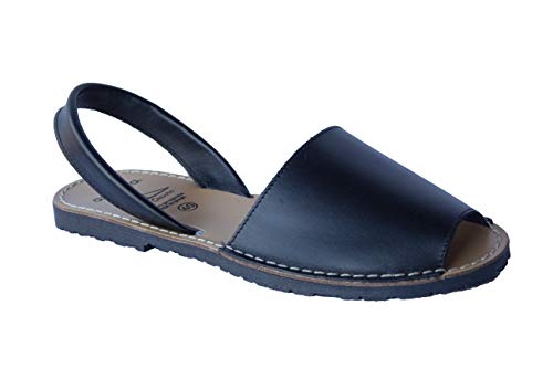 Avarca Menorquina - 201 - Sandalia Caballero Piel - 43, Negro