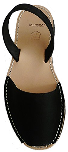 Avarcas menorquínas con Plataforma/cuña 2,5 cm, Abarcas, Albarcas, Sandalias (41, Negro, Nobuck)