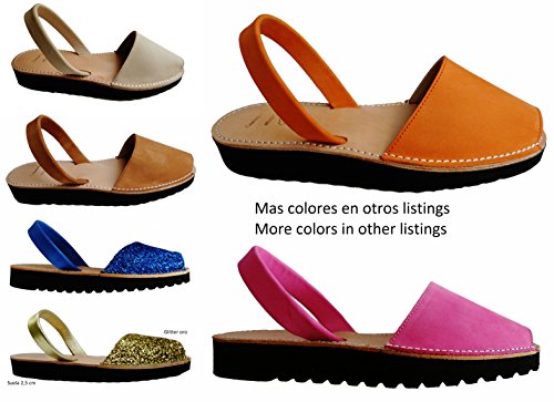 Avarcas menorquínas con Plataforma/cuña 2,5 cm, Abarcas, Albarcas, Sandalias (41, Negro, Nobuck)