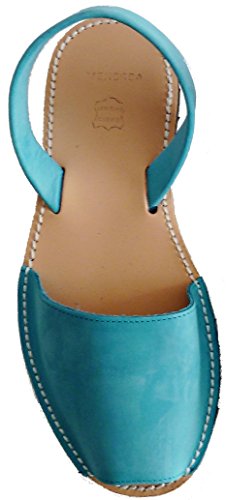 Avarcas Menorquinas con Suela Beige, Abarcas, Albarcas, Sandalias (39, Turquesa Nobuck Suela Beige)