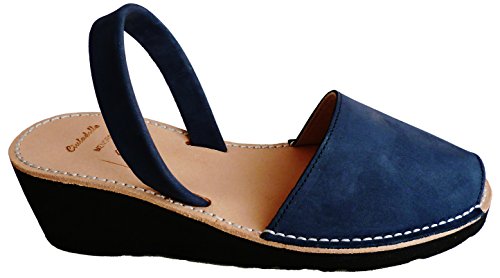 Avarcas menorquínas con tacón/cuña de 4,8 cm, Abarcas, Albarcas, Sandalias … (37, Azul Marino Nobuck)