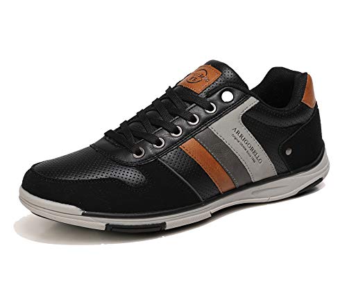 AX BOXING Zapatillas Hombres Aire Libre Deportivo Sneakers Cómodo Elegante Casual Zapatos Tamaño 41-46 (Negro, Numeric_44)