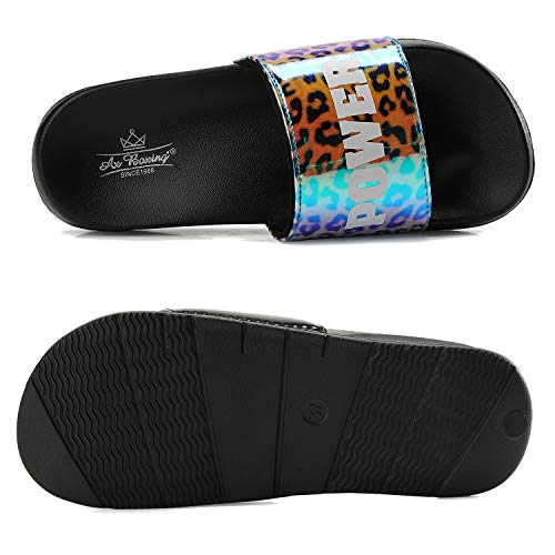 AXBOXING Chanclas Mujer Deslumbrantes/Leopardo/Dorado Sandalias Verano Piscina Playa Interior Al Aire Libre Tamaño 36-41 (Azul Negro, Numeric_38)