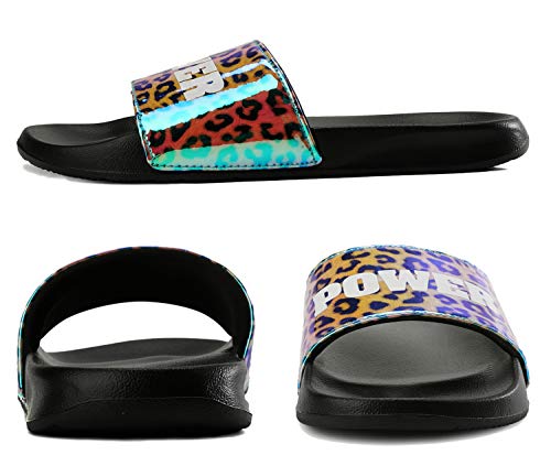 AXBOXING Chanclas Mujer Deslumbrantes/Leopardo/Dorado Sandalias Verano Piscina Playa Interior Al Aire Libre Tamaño 36-41 (Azul Negro, Numeric_38)