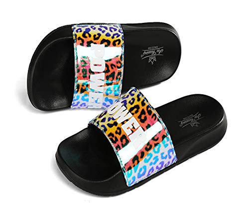 AXBOXING Chanclas Mujer Deslumbrantes/Leopardo/Dorado Sandalias Verano Piscina Playa Interior Al Aire Libre Tamaño 36-41 (Azul Negro, Numeric_38)