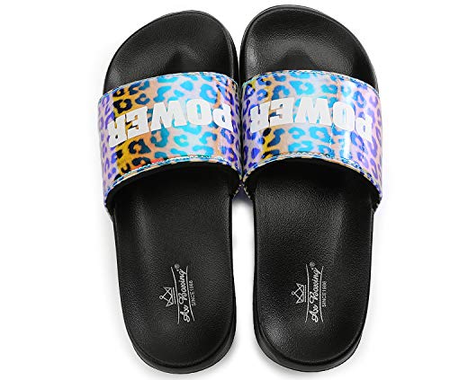 AXBOXING Chanclas Mujer Deslumbrantes/Leopardo/Dorado Sandalias Verano Piscina Playa Interior Al Aire Libre Tamaño 36-41 (Azul Negro, Numeric_38)