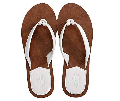 AXBOXING Chanclas Mujer Flip Flop PU Cuero Simple Elegante Sommer Sandalias Verano Suave Ligeras Playa Vacaciones Antideslizantes Tamaño 36-41 (Blanca, Numeric_37)