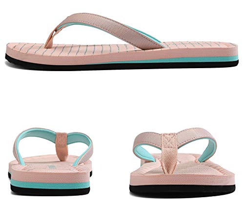 AXBOXING Chanclas Mujer Flip Flop Sommer Rayas de Moda Sandalias Verano Suave Playa Vacaciones Antideslizantes Tamaño 36-41 (Rosa Desnuda, Numeric_39)
