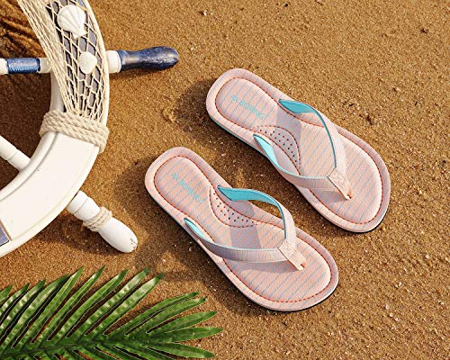 AXBOXING Chanclas Mujer Flip Flop Sommer Rayas de Moda Sandalias Verano Suave Playa Vacaciones Antideslizantes Tamaño 36-41 (Rosa Desnuda, Numeric_39)