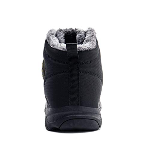 Axcone Hombre Mujer Botas de Nieve Invierno Aire Libre Trekking Zapatos Impermeable Antideslizante Calientes Botines Planas Negro 40EU