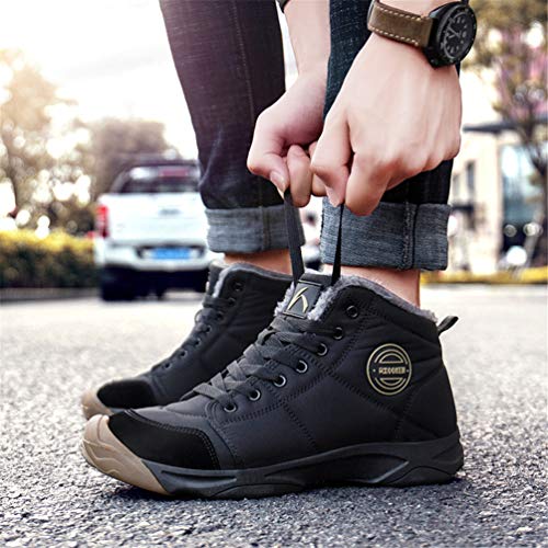 Axcone Hombre Mujer Botas de Nieve Invierno Aire Libre Trekking Zapatos Impermeable Antideslizante Calientes Botines Planas Negro 40EU