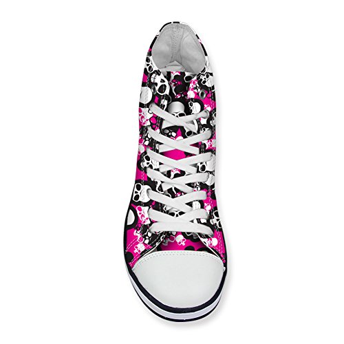 AXGM - Zapatillas de lona para mujer, zapatillas de senderismo, diseño de calavera estampada, color rosa, color, talla 39 EU