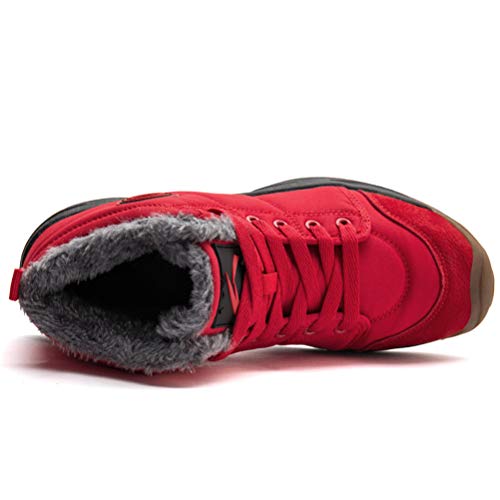 AZOOKEN Hombre Mujer Botas de Invierno Zapatillas Trekking Senderismo Impermeables Nieve Antideslizante Calientes Botines (6118-Red38)