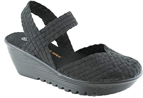 B M Bernie Mev New York - Sandalias de mujer, puntera cerrada, espalda abierta y ligera, con plantilla viscoelástica para paseos de verano y otoño Negro Talla: 37 EU