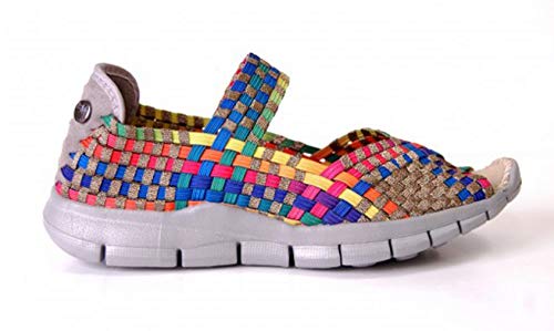B M Bernie Mev New York Women's Comfi Flat Open Toe Mary Jane - Deportiva Ultra Ligera, Confort, perfercto para Caminar, con Plantilla de Memory Foam y Suela Ultra Ligero (36 EU, Bronze Multi)