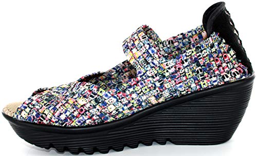 B M Bernie Mev New York Women's Halle Wedge Pump - Halle es un Mercedita de cuña de 6cm de Altura, con Planta de Memory Foam, Suela Ultra Ligero (36 EU, Splash)