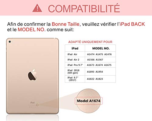 BAIBAO Funda Teclado para iPad 2018, Teclado para iPad Air 2/1/9.7/2018/2017 con Teclado Bluetooth Español Inalámbrico,Funda para iPad con Teclado Desmontable (Rose)