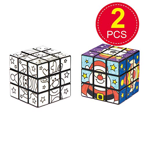 Baker Ross Rompecabezas de cubo festivo: juguetes novedosos para niños, fiesta perfecta, botín o bolsa de premios (paquete de 4), varios colores