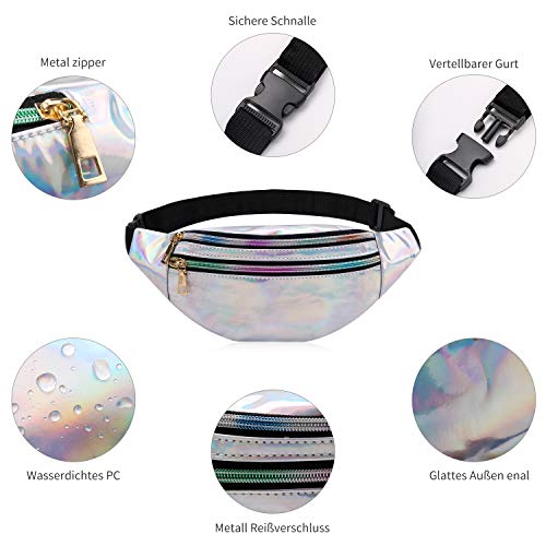 Bangcool Riñonera Plateada Mujer,Riñoneras Mujeres Running Impermeables Riñoneras Bolso Mujeres Running Bolsa De Cintura Cinturón Deportiva Bolsa para Mujeres Correr Ciclismo